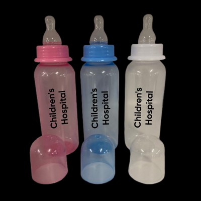 8 Oz. BPA Free Tinted Baby Bottle w/ Matching Lids