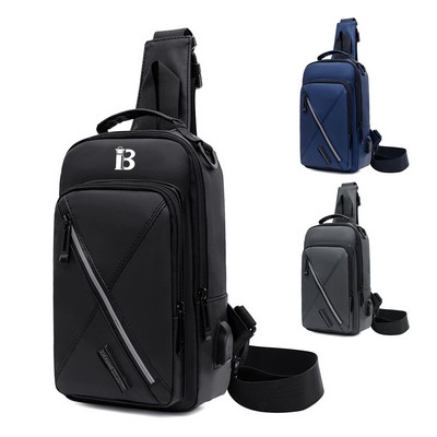 Nylon Crossbody Sling Bag with Reflective Strip